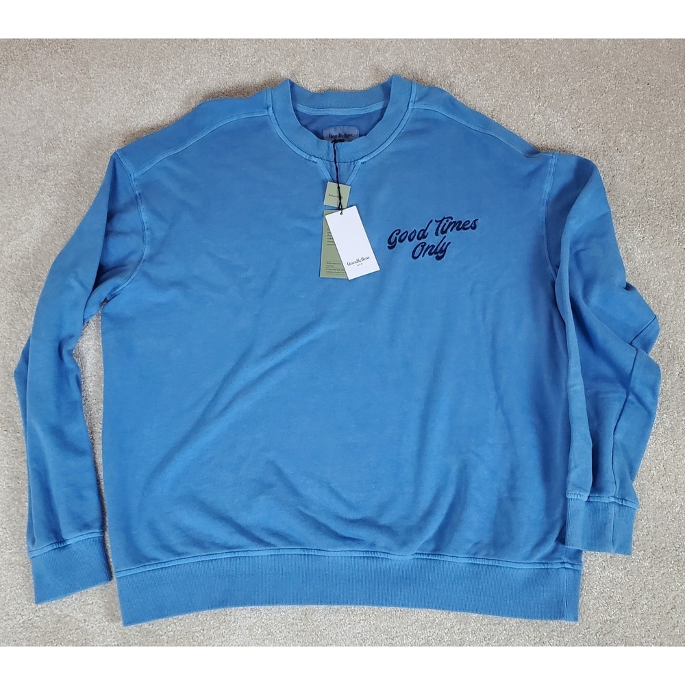 Goodfellow Men's Pullover Shirt Size XL  Blue Long Sleeve New With Tags - Picture 2 of 10